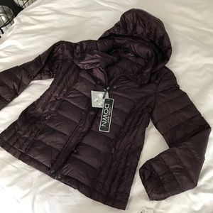 Dark purple down lightweight snow jacket